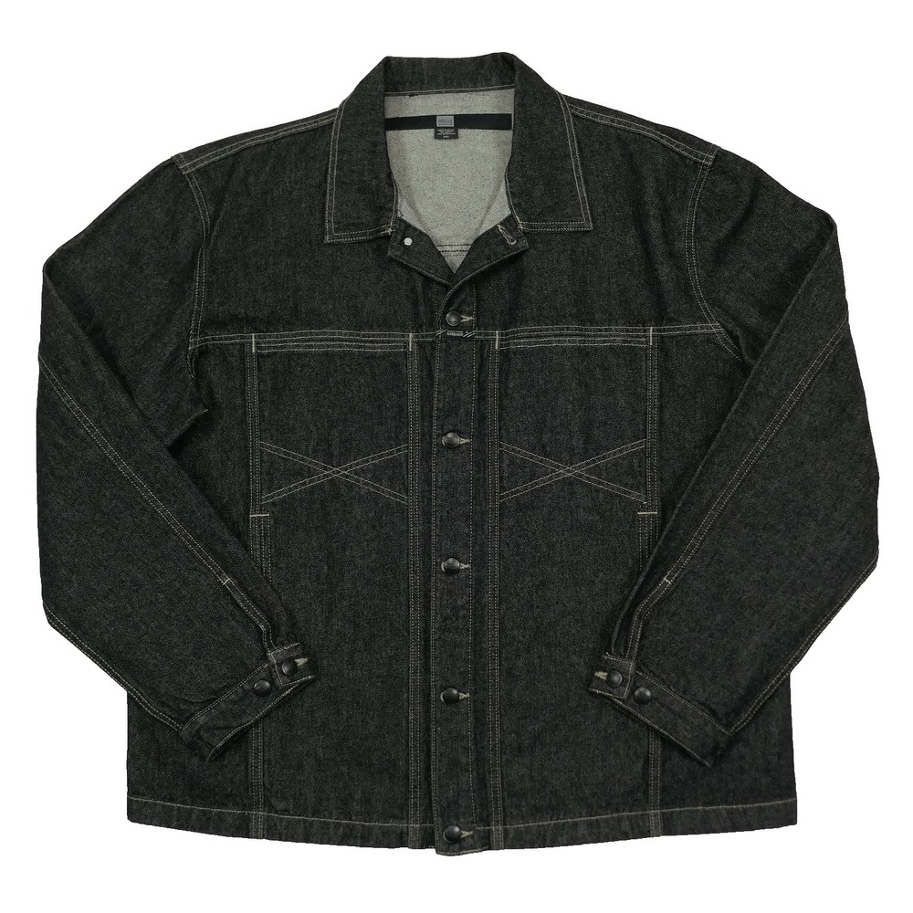 MINT! VTG Marithe Francois GIRBAUD Black Denim Jacket Men's 2XL ~ 1990s Y2K‎